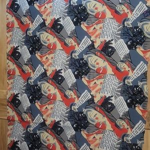 Vintage Remnant Fabric 80s novelty print As Is